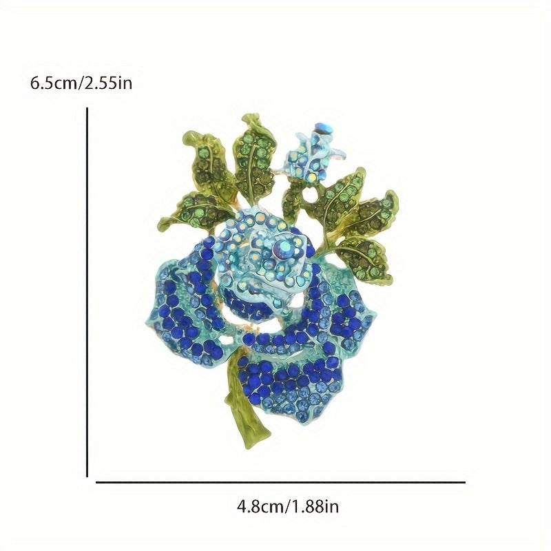 Women's Winter Coat Pin Brooch Rhinestone Big Rose Retro Jewelry