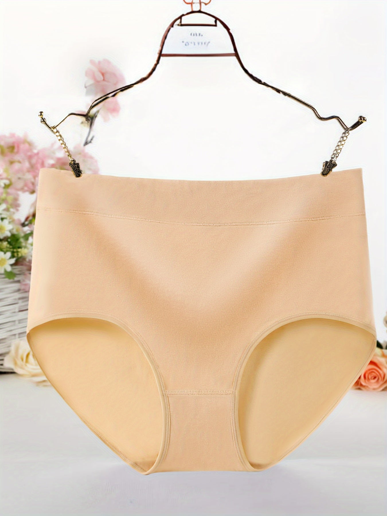 Women's Cotton Briefs 5-Pack Wide Waistband Solid Color Comfortable Underwear