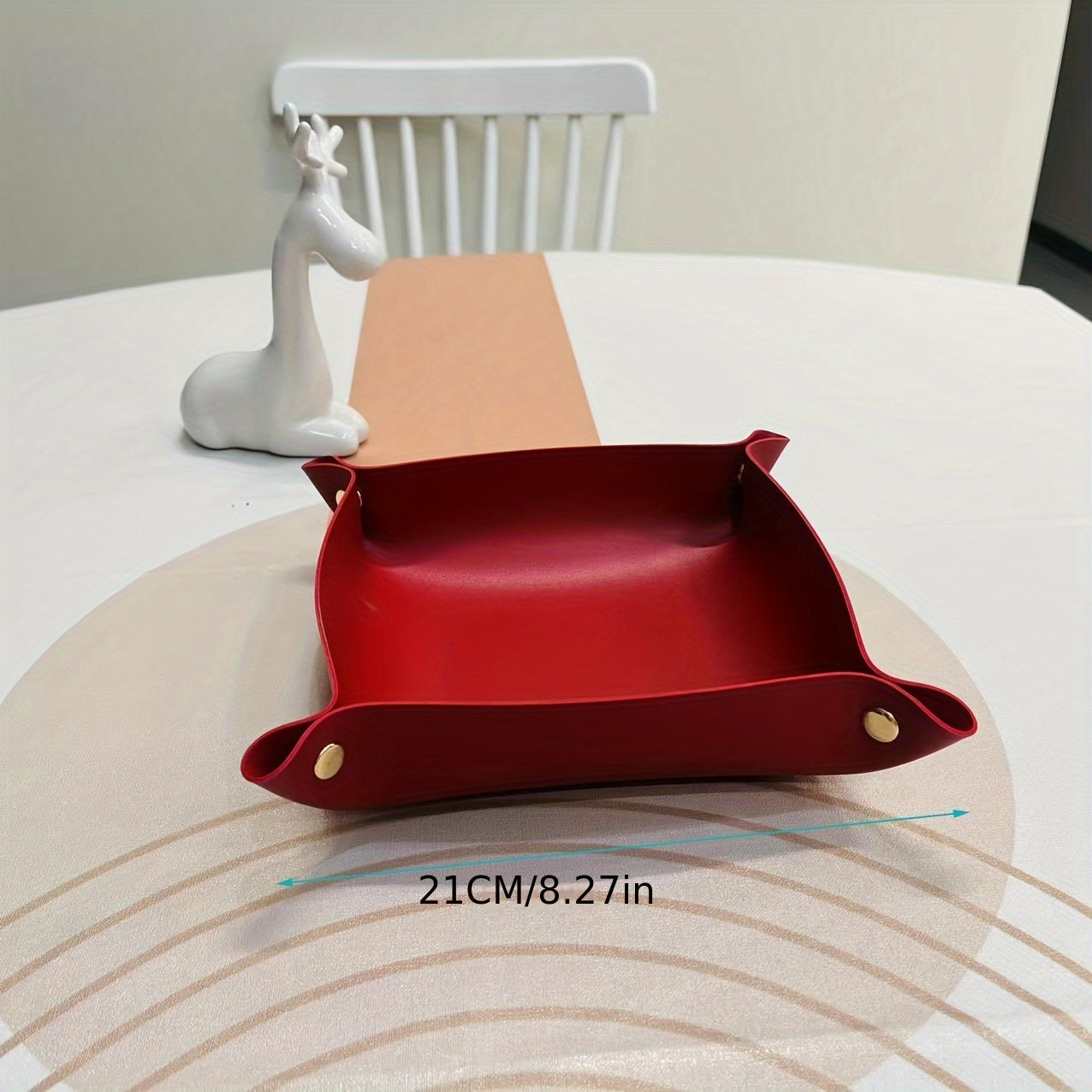 Caja de almacenamiento de cuero PU para escritorio, joyería, cosméticos, llaves y frutos secos