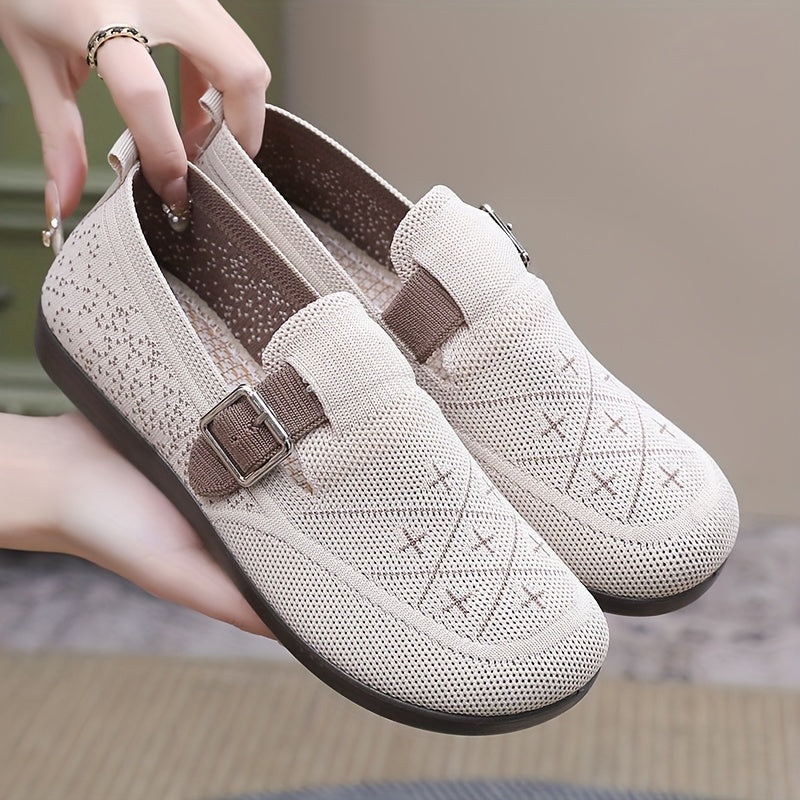 Women's Slip-On Flats Breathable Fabric Comfortable Walking Shoes
