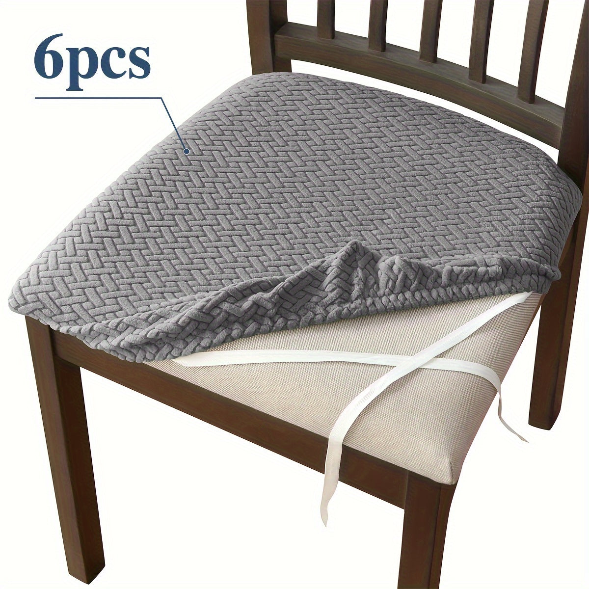 4/6 dona cho‘ziluvchan ovqatlanish stoli kreslolarining o‘rindiq qoplamalari, elastik moslash, bog‘lashlar, mashina yuviladigan