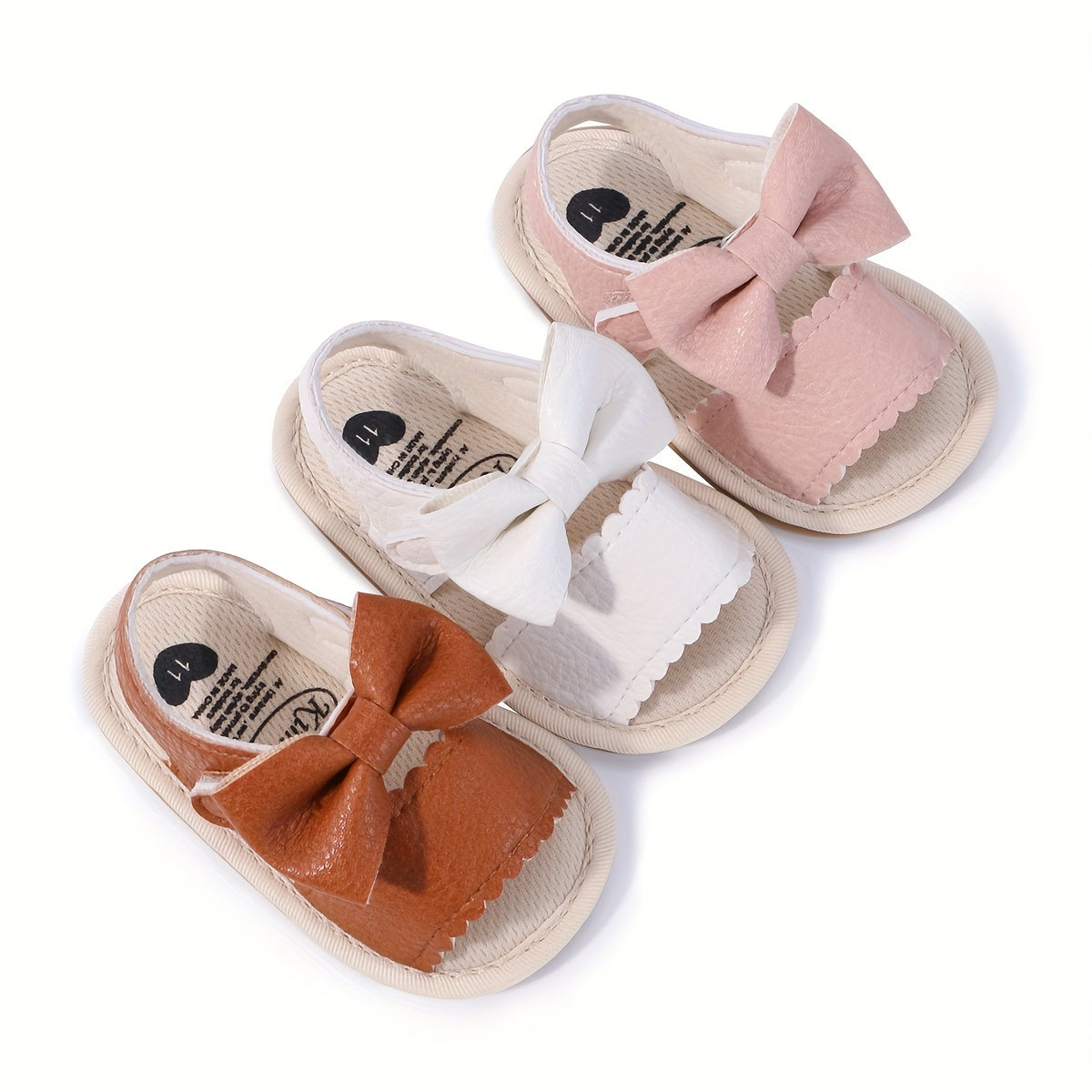 Baby Girl Summer Sandals Open Toe Bowknot Lightweight Breathable Anti-Slip Rubber Sole