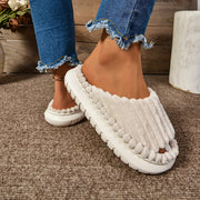 Women's Plush Half Toe Cap Slippers Warm Indoor Non-Slip EVA Sole