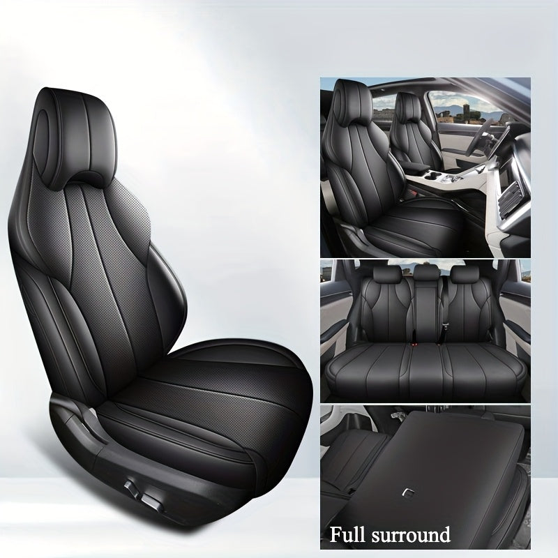 5-Seat Car Seat Covers Leather Full-Set Sporty Durable Easy Clean All-Season