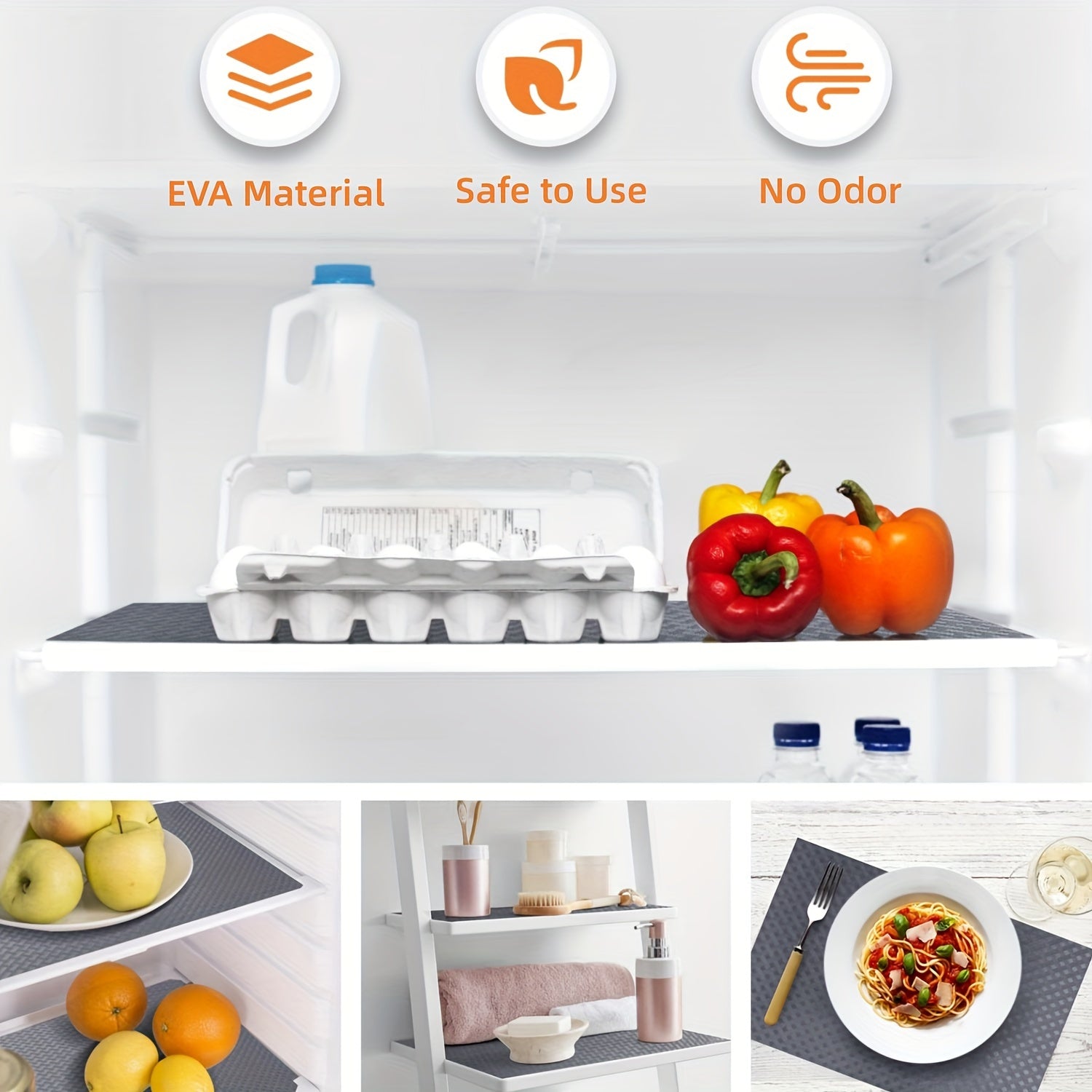 Forros de gabinete lavables de EVA antideslizantes para estantes, cajones, refrigerador, muebles de cocina