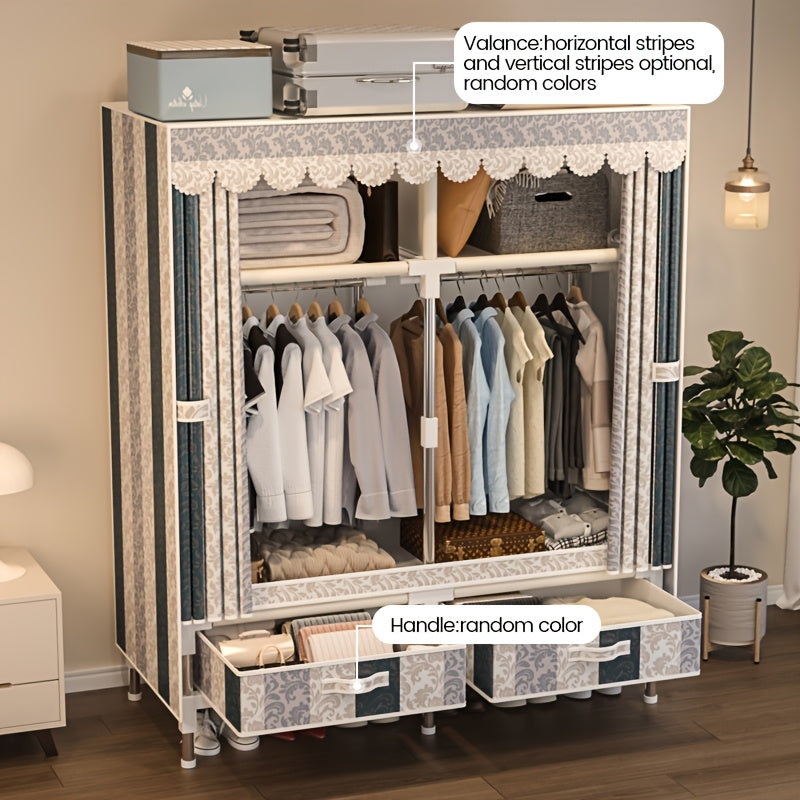 Rojdestvo mavzusidagi portativ saqlash shkafi, po'lat ramka bilan, 2 ta osma barlar, 4 ta javon