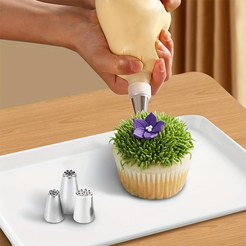 Set of 3 Stainless Steel Grass Icing Nozzles for Cake Decorating