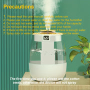 Dual Spray Humidifier with Digital Humidity Display for Home Office Dorm