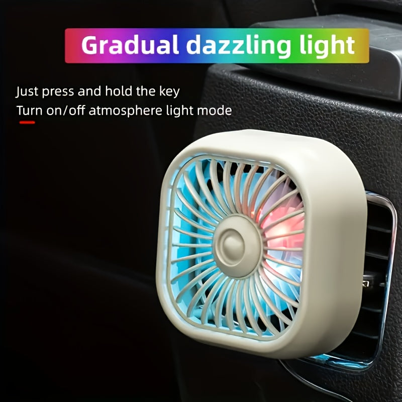 Portable USB Car Fan with Atmosphere Light for RV Ventilation