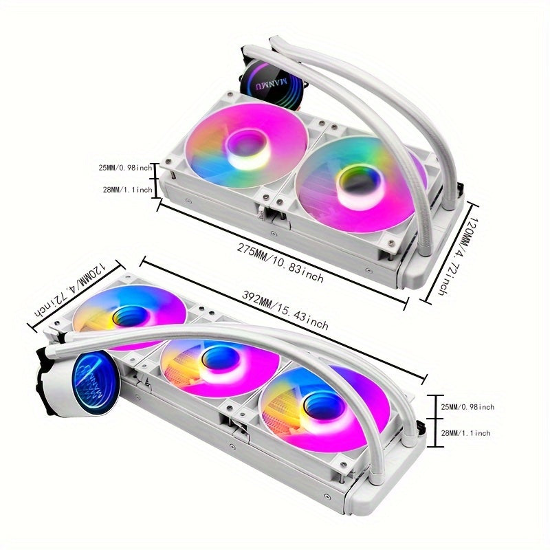 White Water Cooler CPU Cooler RGB ARGB Water Cooling Radiator for LGA 1700 2011 AM4 AM5