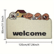 Felpudo de bienvenida antideslizante con temática de cachorros, de felpa, fácil de limpiar, de PVC