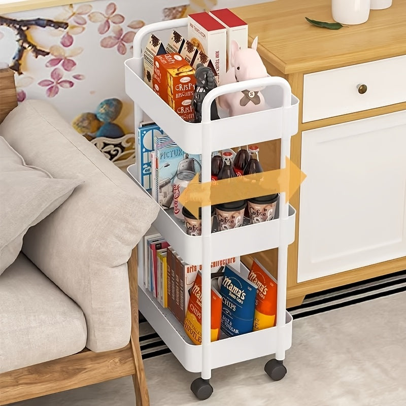 White 5-Tier Storage Rack on Wheels for Kitchen Bathroom and Living Room