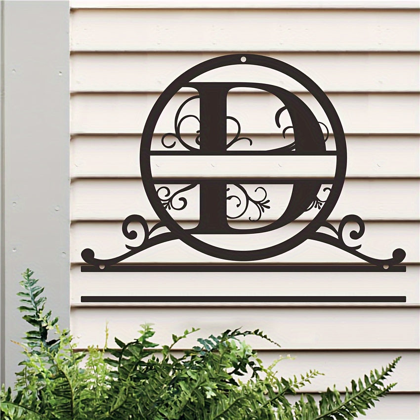 Maxsus metall oilaviy nom yozuvi bilan monogram va familiya, ob-havo sharoitiga chidamli, bardoshli va teksturali yakuniy uchun uy bezaklari