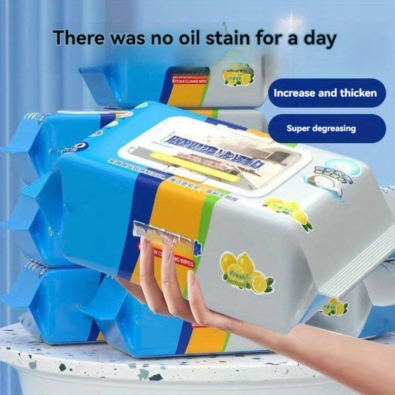 Одноразовые кухонные салфетки с лимонным ароматом для удаления жира с плит и вытяжек