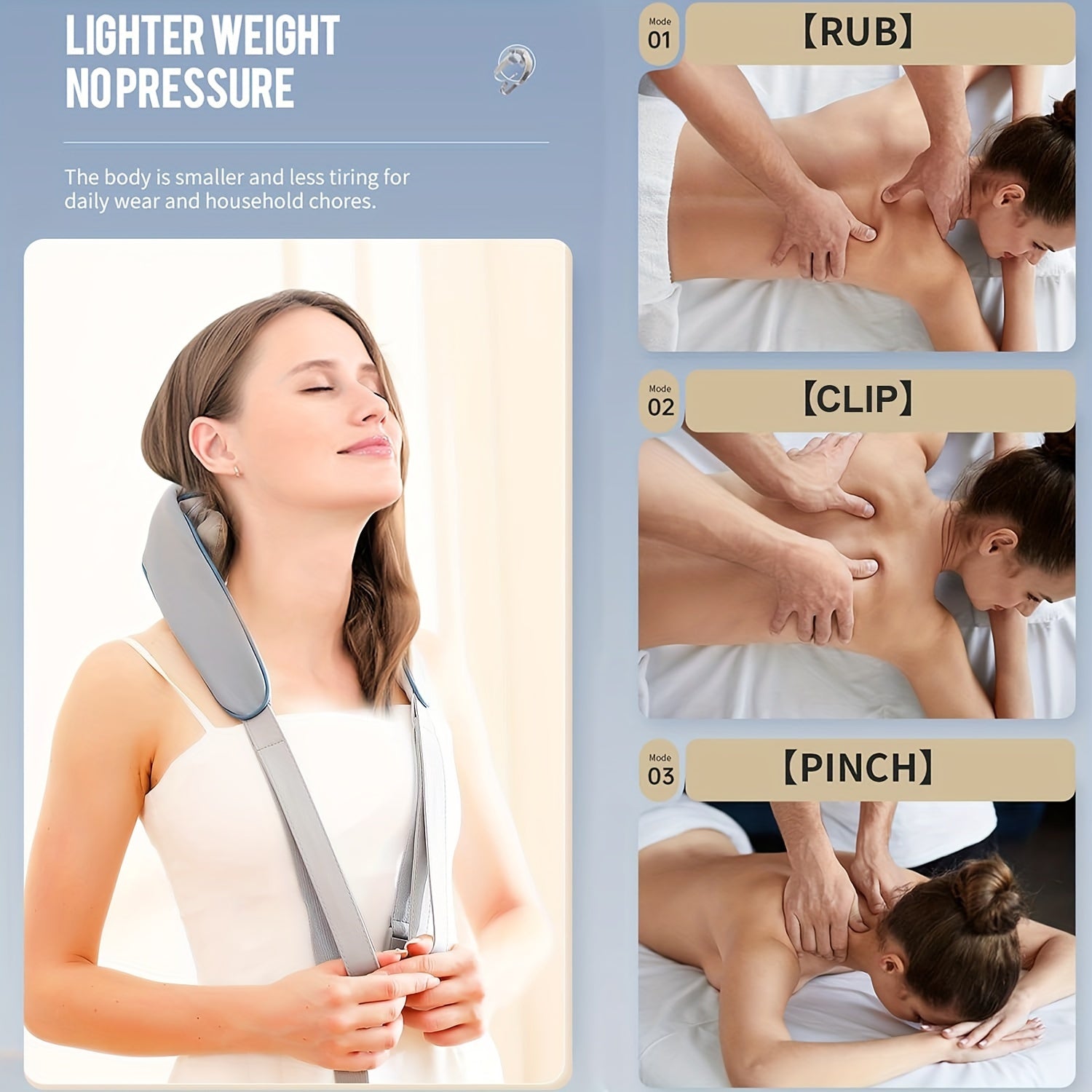 Neck and Shoulder Massager with Heat Rechargeable USB Leather Pain Relief Gift