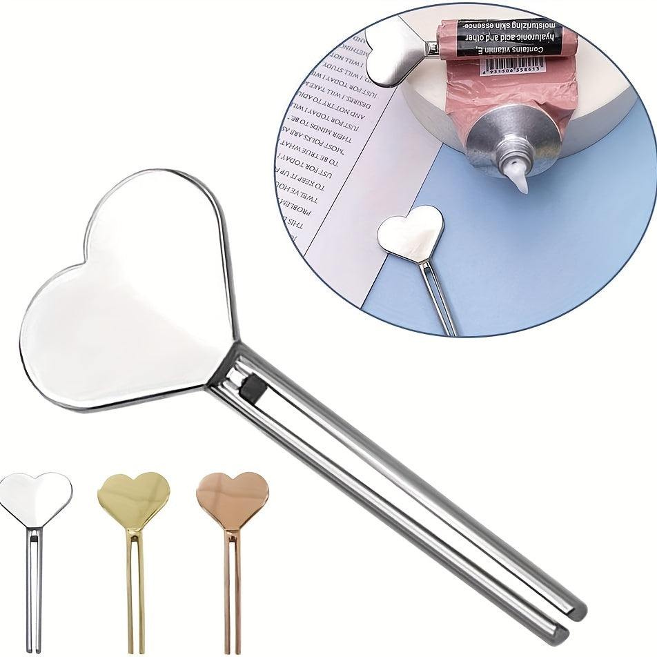 Metal Heart-Shaped Toothpaste Squeezer, Gold Tube Presser, Cosmetic Oil Tube Dispenser