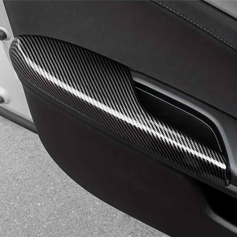 4-Piece Carbon Fiber Door Armrest Protector Cover Trim for Honda Civic 2016-2021
