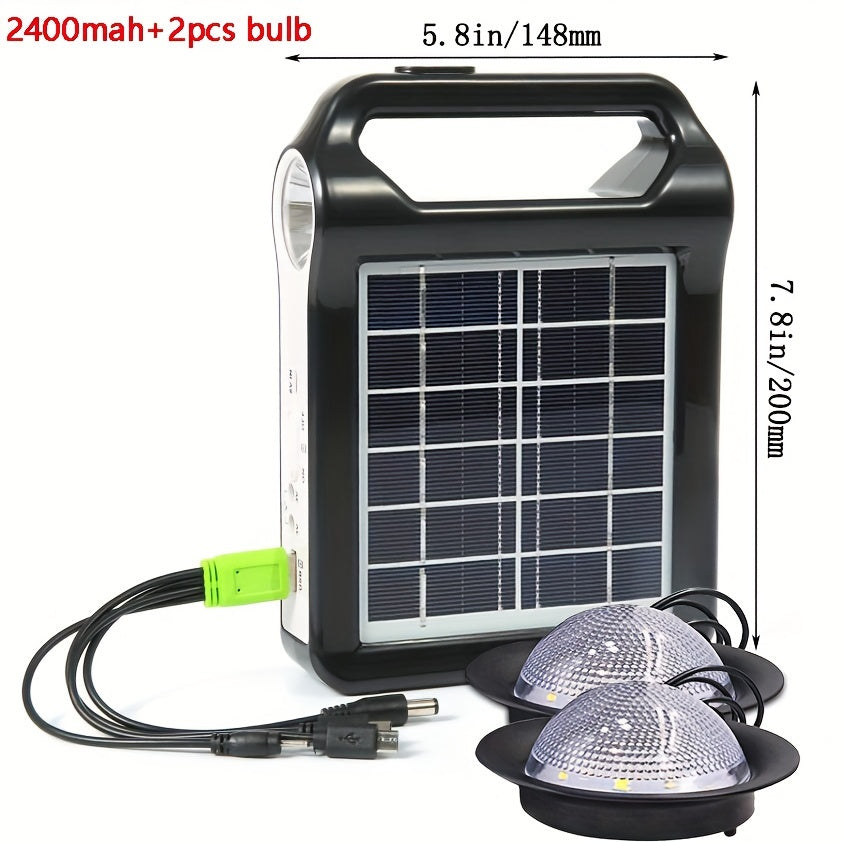 Portable Solar Panel Power Bank Kit with USB Charger and Lamp for Outdoors