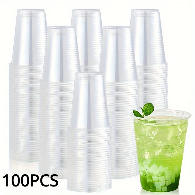 100 Pack 7 oz Clear Plastic Cups Disposable Recyclable Drinkware for Parties and Events