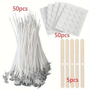 105-Piece Candle Making Kit with Wicks, Stickers and Wooden Holders for Soy and Beeswax Candles