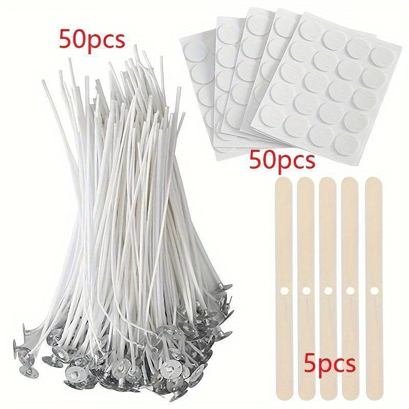 105-Piece Candle Making Kit with Wicks, Stickers and Wooden Holders for Soy and Beeswax Candles