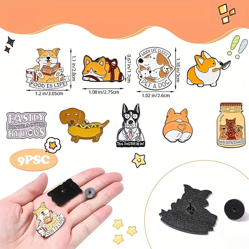 9 ta noaniq alloy it pinlari to'plami shlyapa, sumka va kiyim uchun minimalistik dizayn