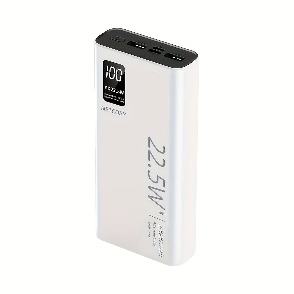 20000mAh Portable Power Bank with Fast Charging for iPhone Huawei Xiaomi White