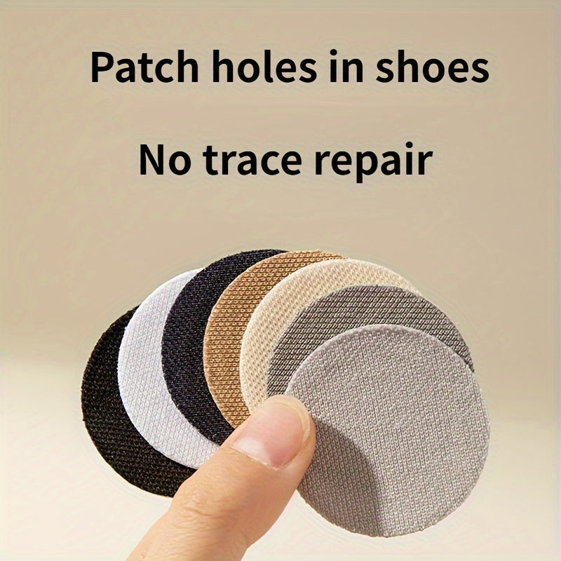 6-Pack Self-Adhesive Sneakers Patches Durable Polyester Casual Solid Color Shoe Heel Repair