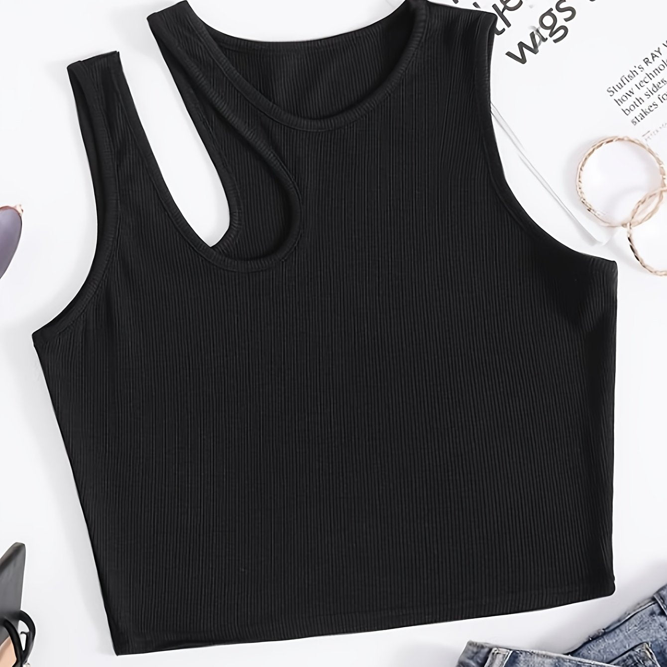 Women's Plus Size Sleeveless Tank Top Black Casual Summer Slim Fit