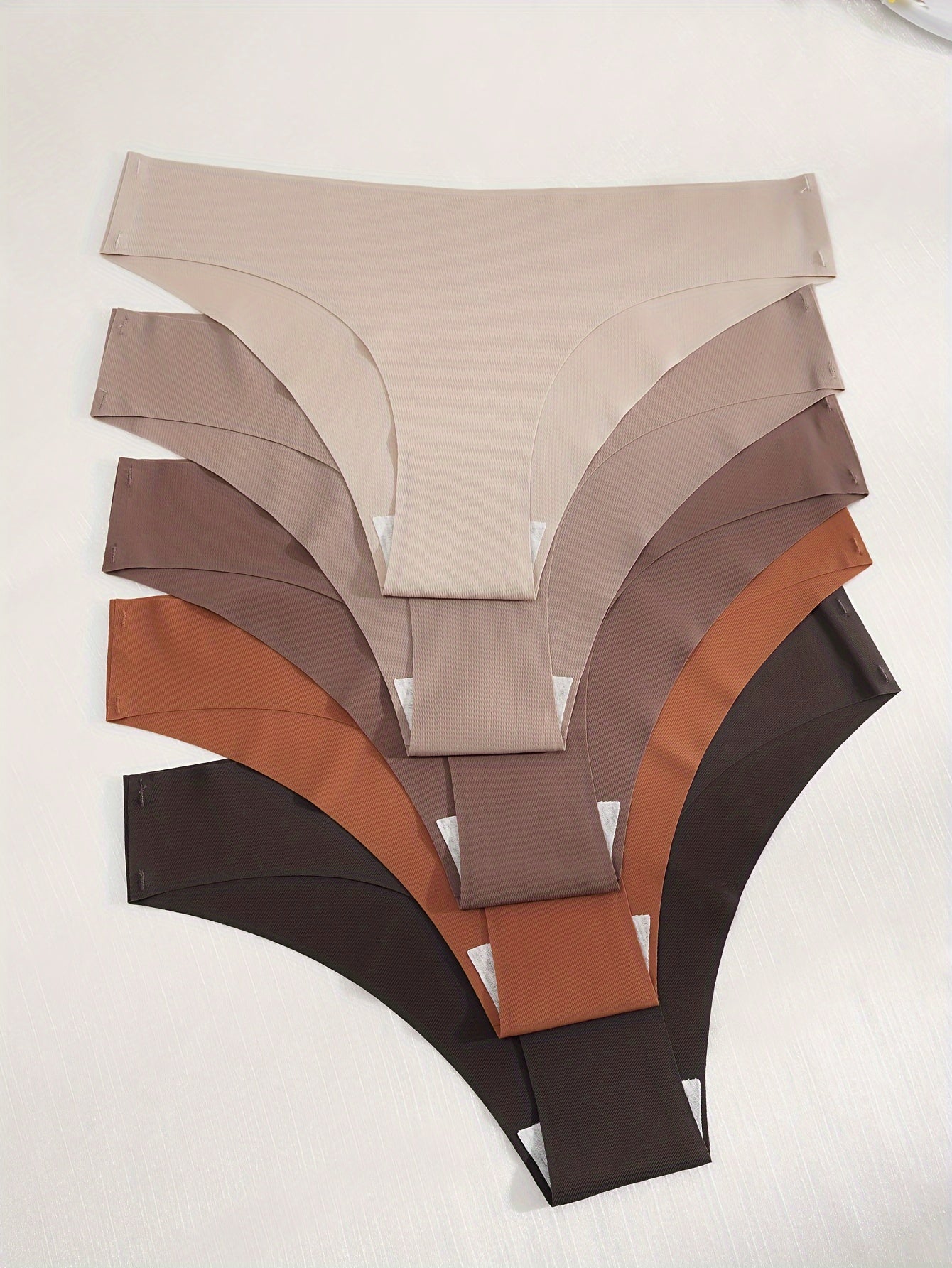 Women's Bikini Adhesive Triangle Underwear 5 Pieces Breathable Comfortable Solid