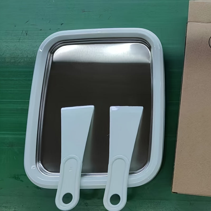 Bir parcha qo'lda ishlatiladigan zanglamaydigan po'latdan yasalgan muzqaymoq tayyorlagich, 3 kvart sig'imga ega, DIY muzlatilgan yogurt va muzqaymoq plastinkasi, oilaviy foydalanish uchun elektr talab qilinmaydi.