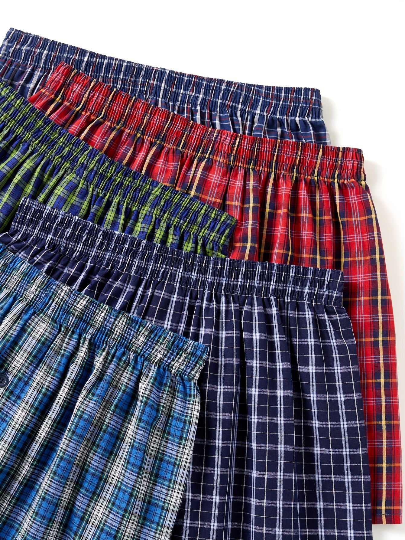 Men's Cotton Boxer Shorts Set 5 Pack Oversized Loose Fit Striped Plus Size