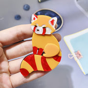 Cute Acrylic Raccoon Brooch Pin Cartoon Animal Badge for Clothes Accessories