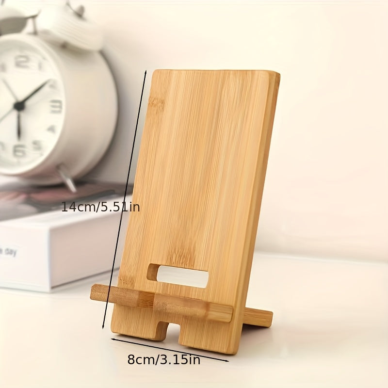 Bamboo Desktop Phone Stand with Clamp Holder for All Smartphones Office Organizer Charging Station