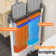 Ikki barrelli mop va qopqoq to'plami 33 sm zanglamaydigan po'latdan yuvish va quruq tekis moplar