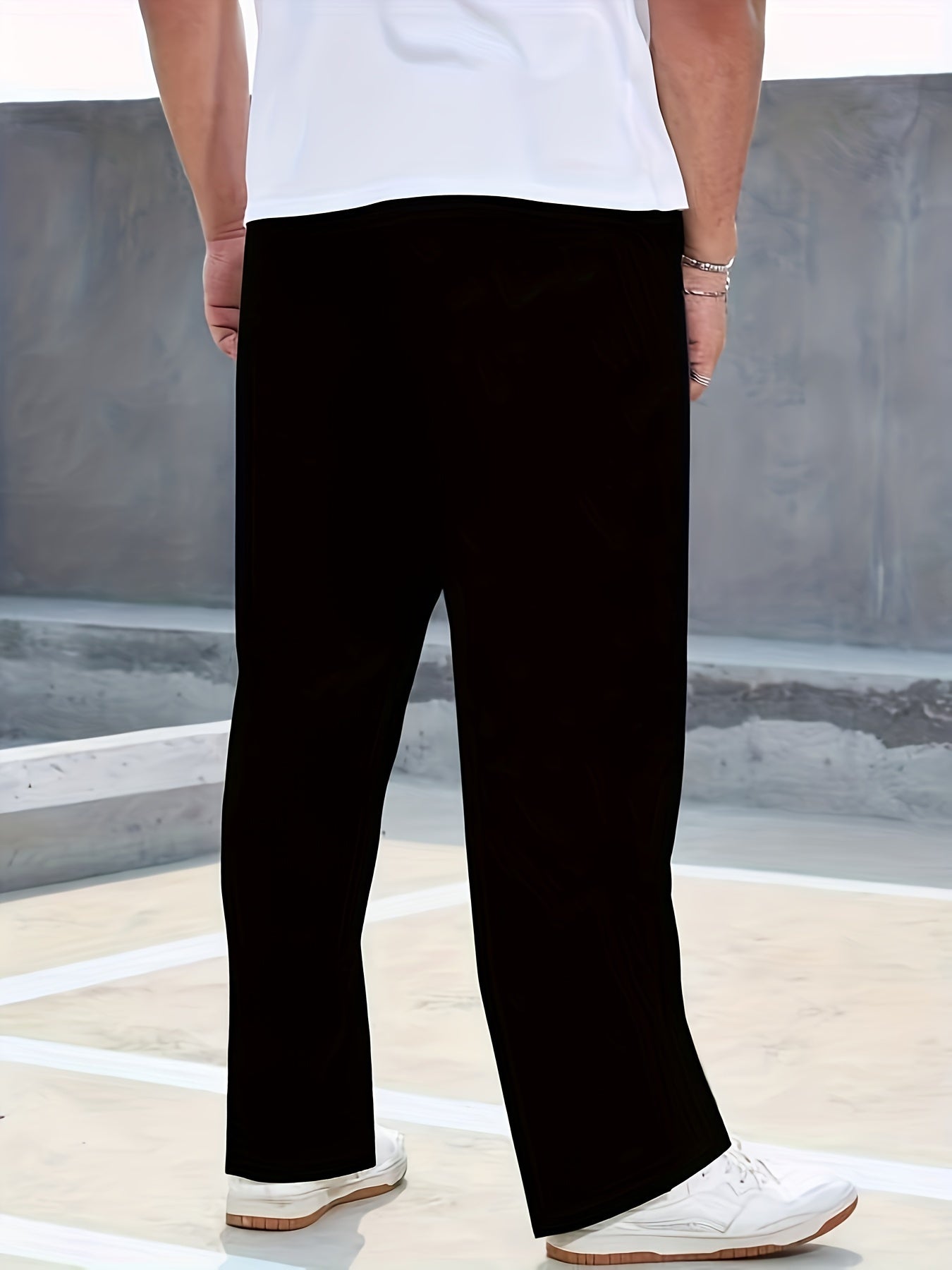 Pantalones casuals de talla grande, sueltos y estampados con cordón para hombres