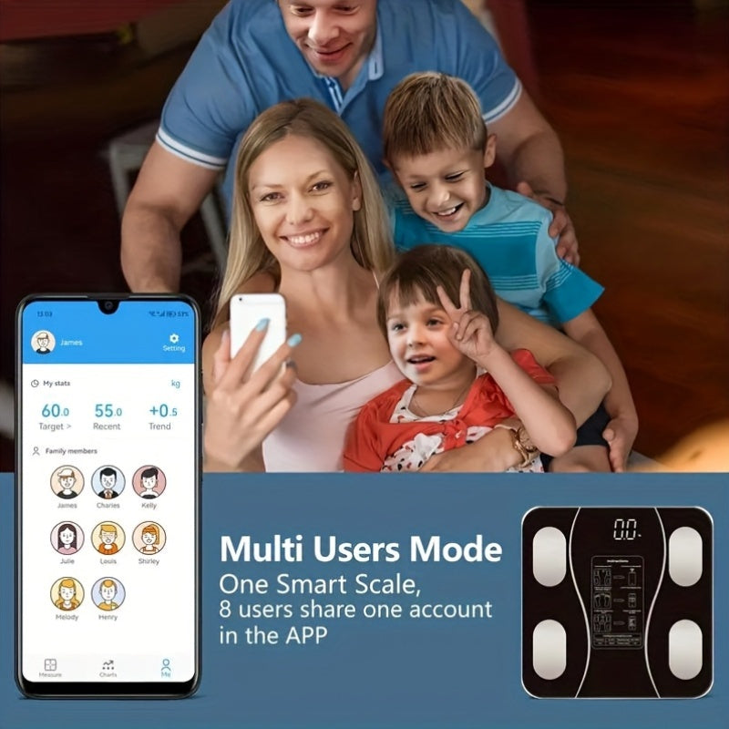 Báscula de peso Wi-Fi con pantalla LED y monitor de temperatura para fitness y dieta en casa
