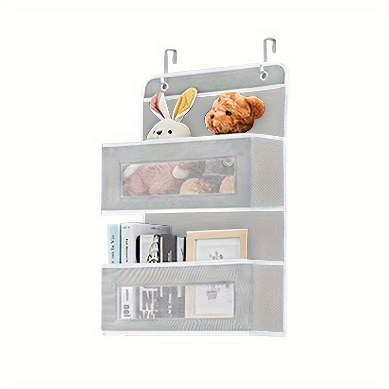 Katta tarmoqli osilgan tashkilotchi, kosmetika, o'yinchoqlar va saqlash uchun shaffof cho'ntaklar bilan