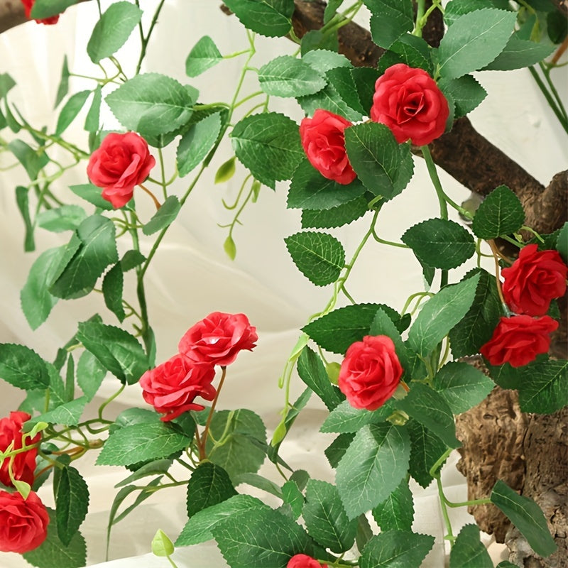 7.55ft Outdoor UV-Resistant Artificial Rose Vine for Garden Decor