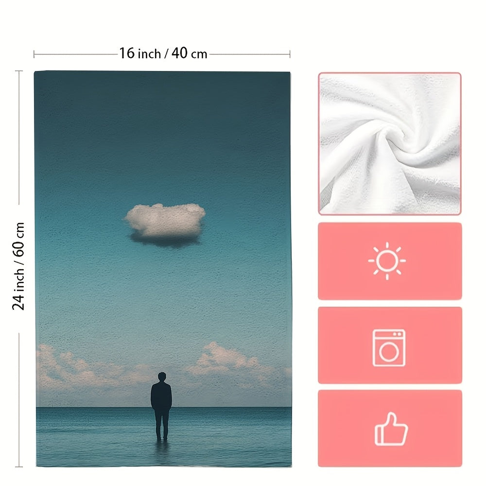 Two-Piece Ultra Soft Kitchen Towels Sky Cloud Design Highly Absorbent Machine Washable