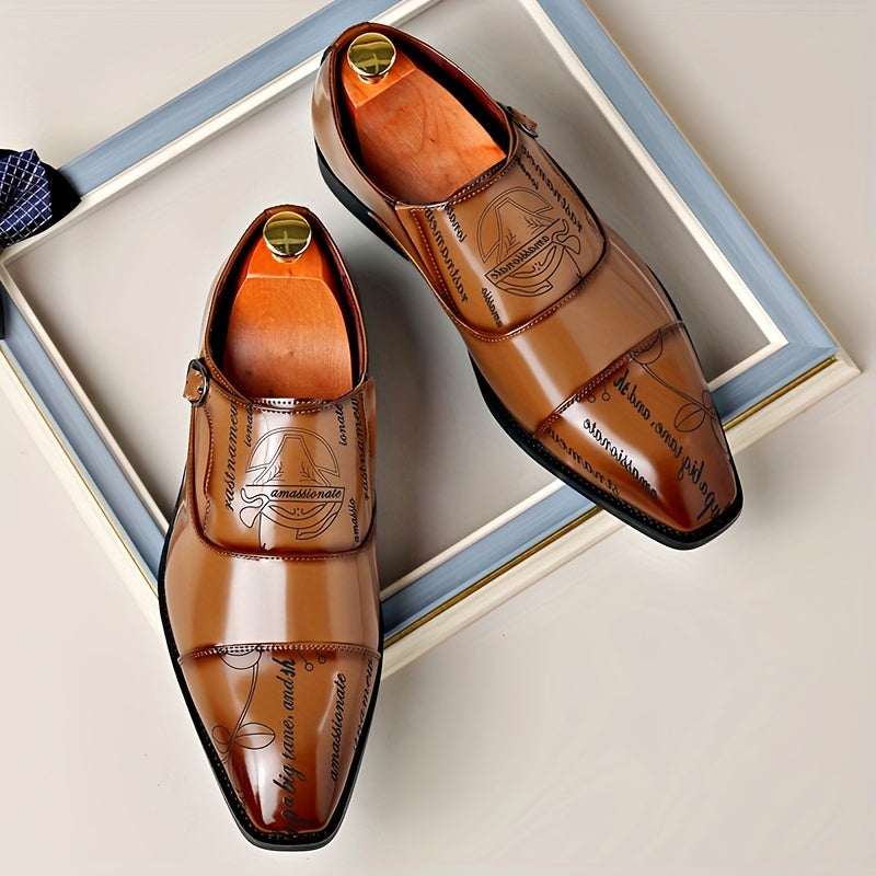 Men's Casual Shoes Large Size Buckle Design Solid Color Leather Comfortable All-Season