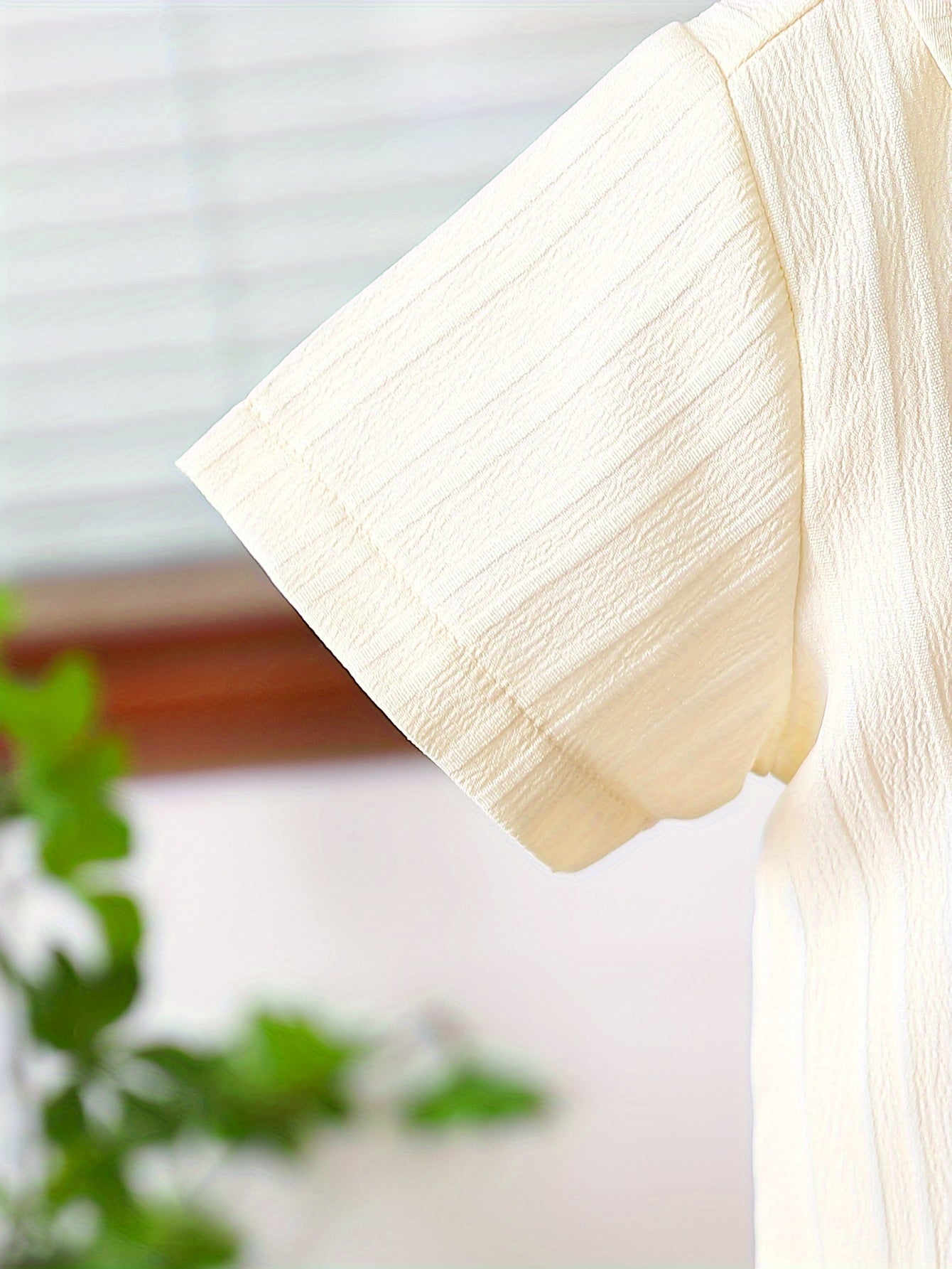 Men's Summer Apricot Striped Shirt and Shorts Set Casual Non-Stretch Polyester