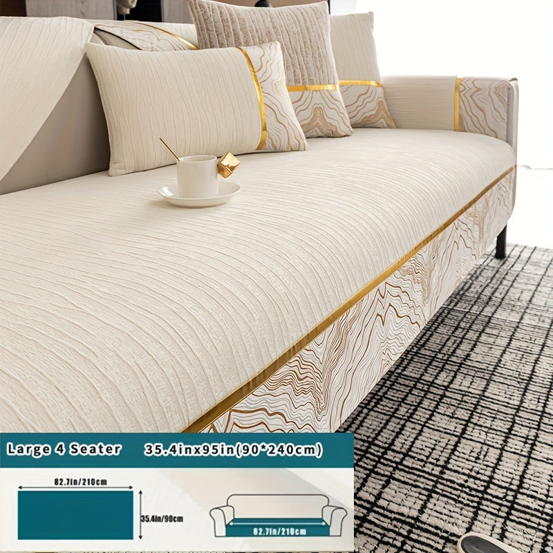 Chenille Sofa Cover for All Seasons Pet-Friendly Non-Slip Fits 1-4 Seater L-Shaped Contemporary