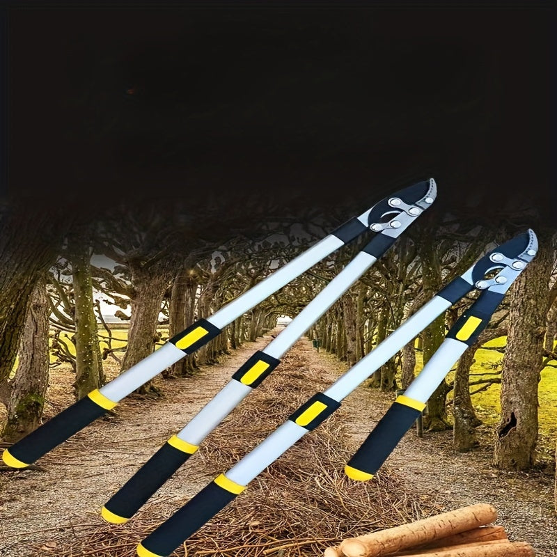 Telescopic Bypass Pruning Shears with Metal Body and Ergonomic Handle for Fruit Tree Branches