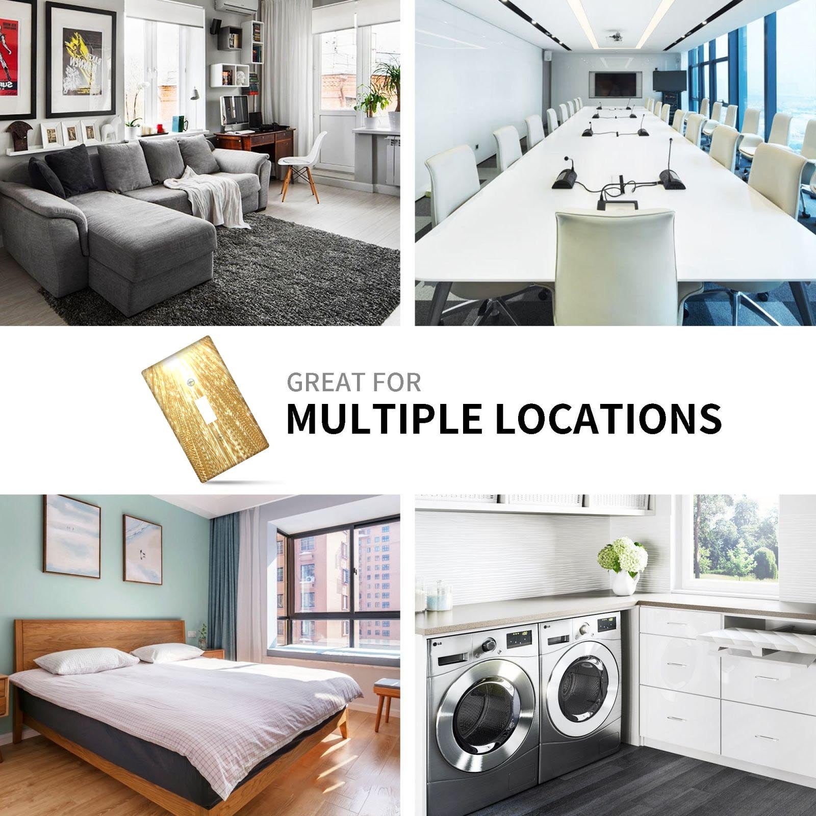 Oltin porloq yoritish kalit qopqog'i, bezakli san'at dizayni, batareyasiz, tozalash oson, uy bezatish uchun ko'p maqsadli, standart o'lcham.