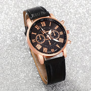 Set of 3 Women's Fashion Elegant Roman Numeral Quartz Watches Faux Leather Casual