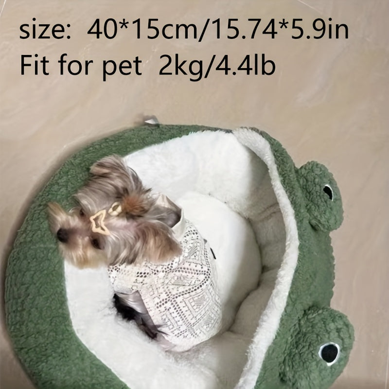 Cozy Frog-Design Cat Bed for Small Cats Polyester Fiber Modern Style