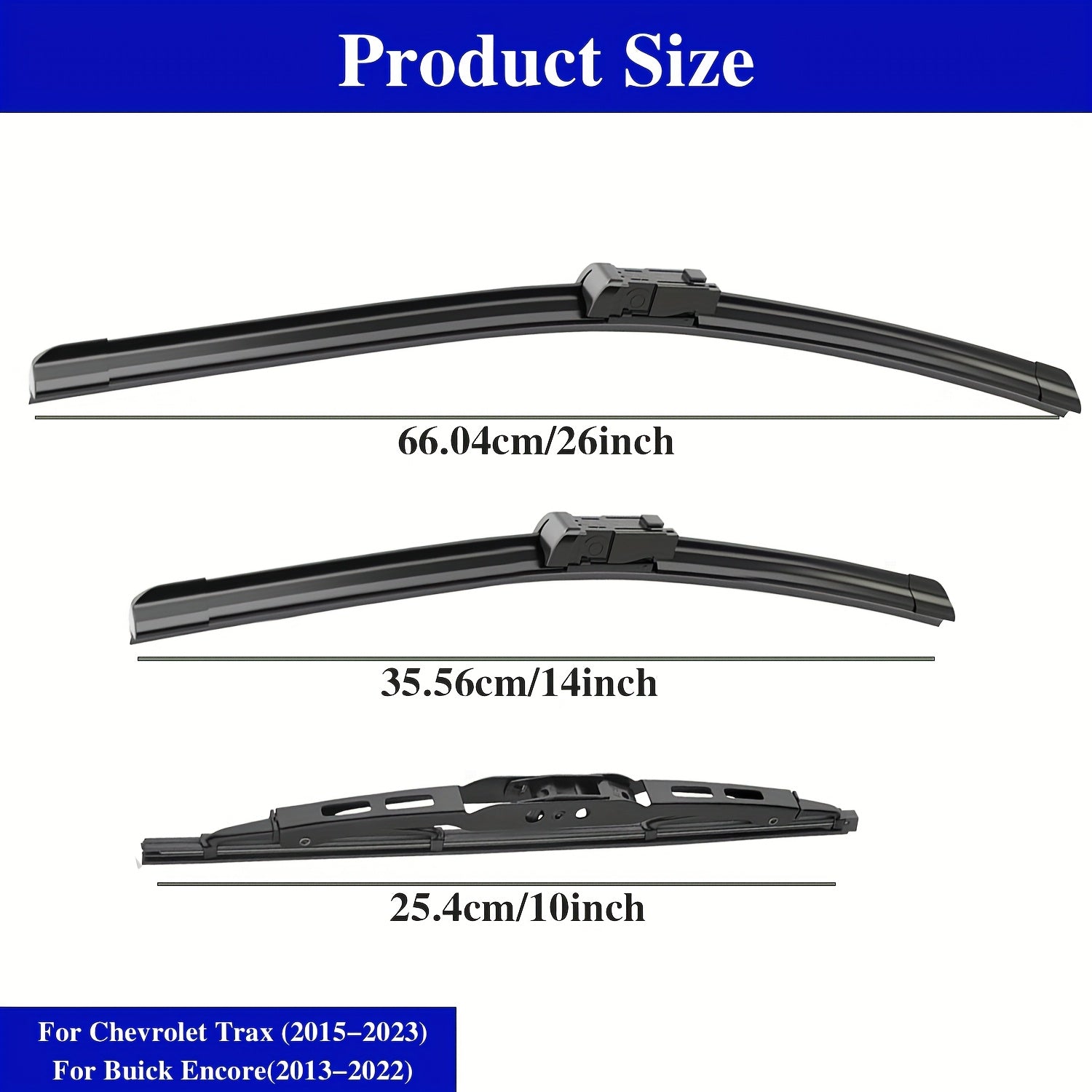 Silicone Windshield Wiper Blades Set of 3 for Cars 66cm 36cm 25cm