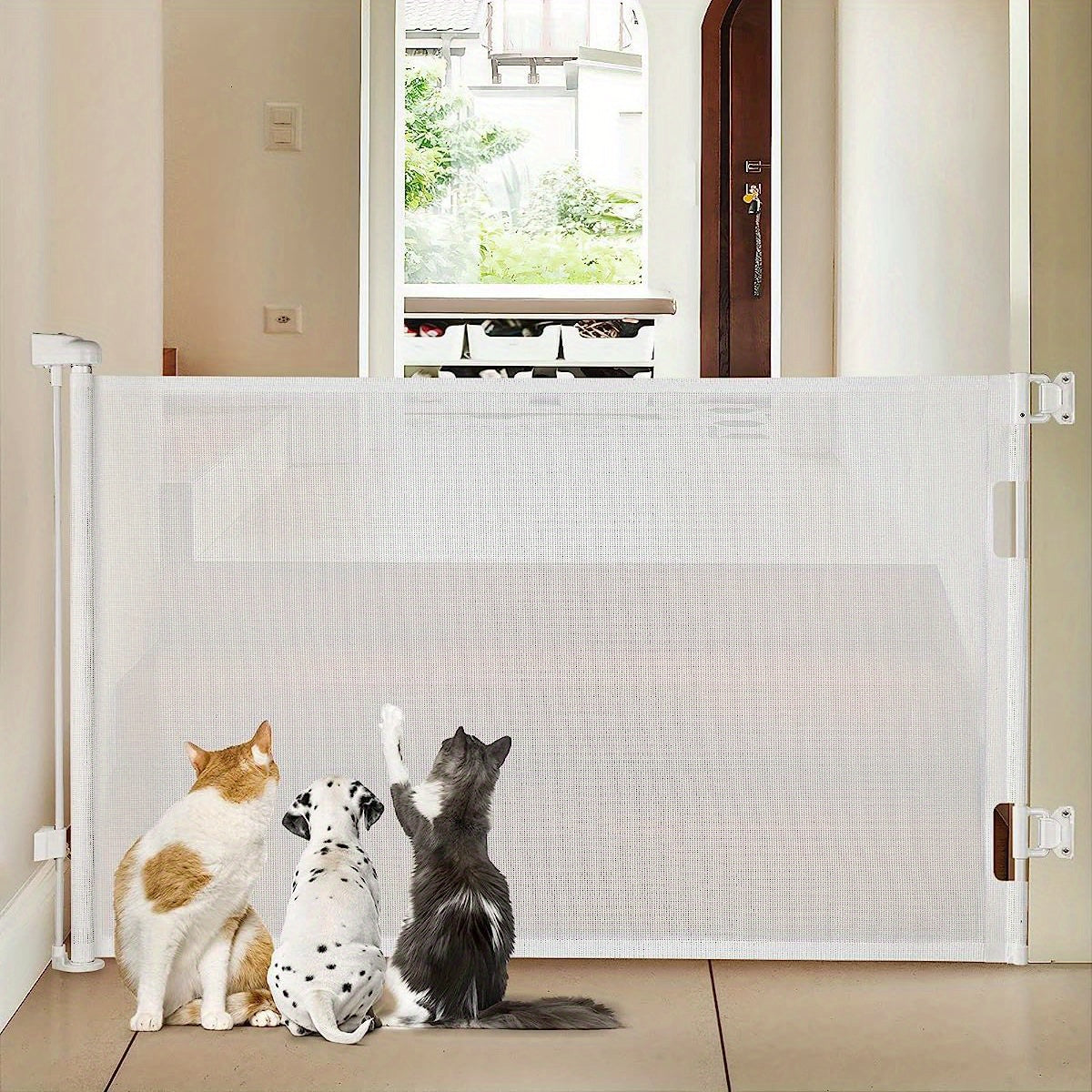 Retractable Baby Gate for Stairs and Doorways Mesh Safety Gate 83.82cm Tall