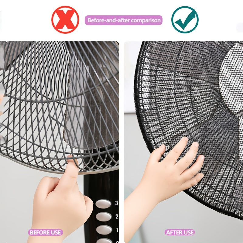 Anti-Pinch Fan Cover Safety Net Protects Hands Black White Accents 70cm